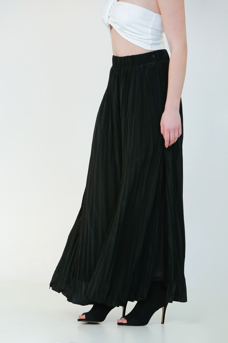 Glossy Crinkle Pants - Black