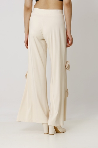 Gül Motifli Pantolon - Bej - 4