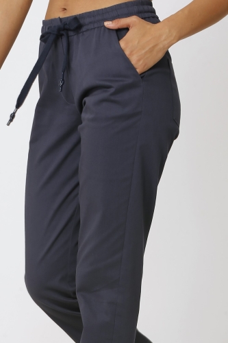 Bağcıklı Koton Pantolon - Lacivert - 4