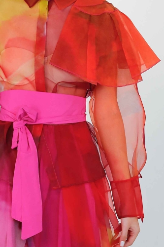 Patterned Tulle Jacket - Fuchsia