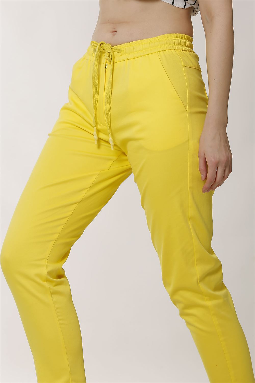 Bağcıklı Spor Pantolon-Sarı