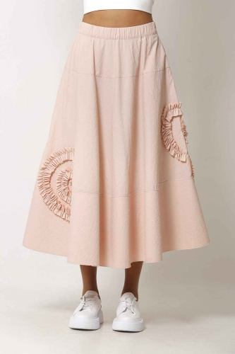 Ruffle Embroidered Skirt Powder Pink