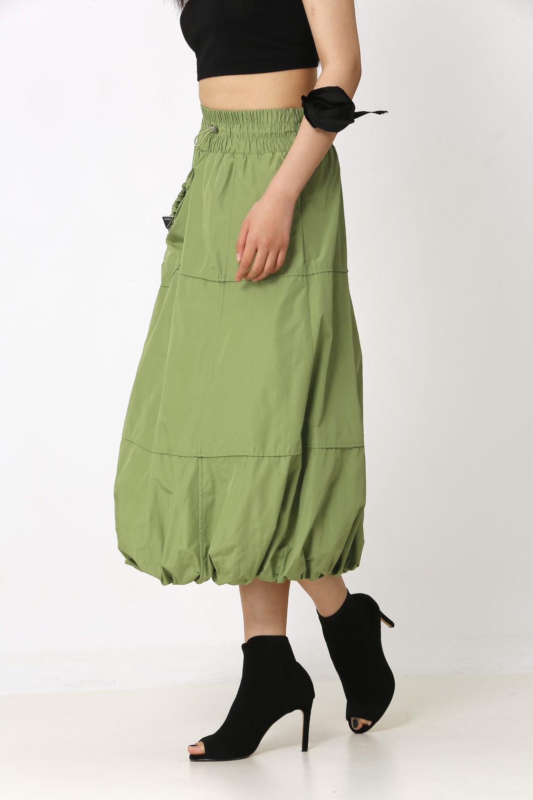Taffeta Balloon Skirt - Khaki