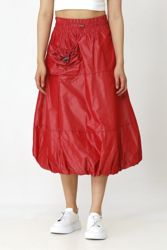 Taffeta Balloon Skirt - Khaki