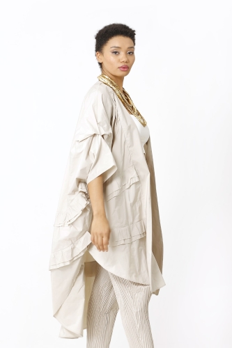 Tafta Fırfırlı Kaftan - Bej - 4