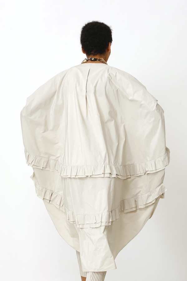 Tafta Fırfırlı Kaftan - Bej - 5