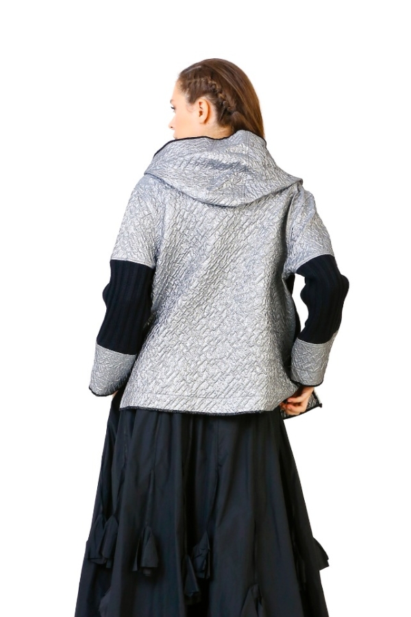 Triko Bantlı Mont - Silver - 4